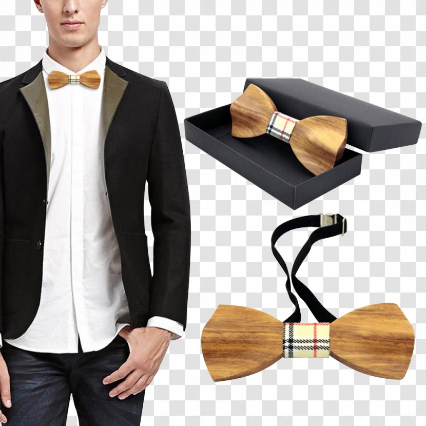 Tuxedo Bow Tie Butterfly Necktie Wood - Holzfliege - Wedding Transparent PNG