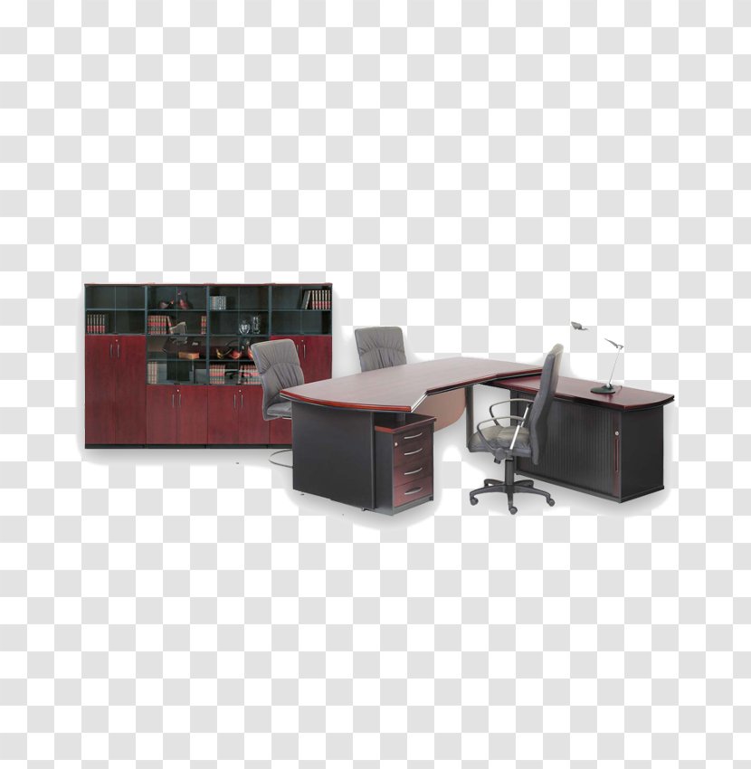 Table Desk Furniture Office Supplies Wood Veneer - Credenza Transparent PNG