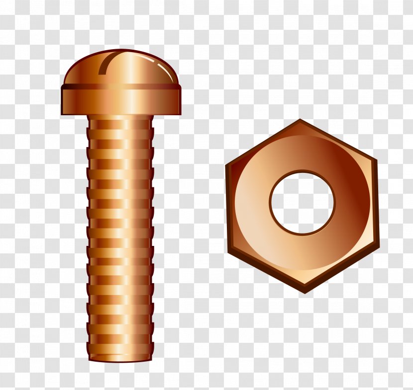 Screw Nut Drawing - Vector Gold Transparent PNG