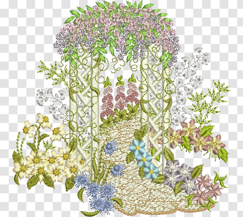 Machine Embroidery Flower Garden - Flowering Plant Transparent PNG