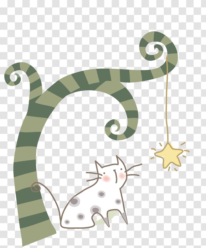 Cartoon Tree Illustration - Fictional Character - Stars Chandelier Cat Transparent PNG