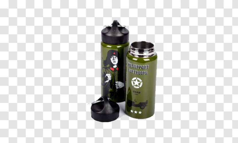 Water Bottle Stainless Steel Canteen - Military Aviation - Army Fans Outdoor Insulation Cup Wide Mouth Transparent PNG