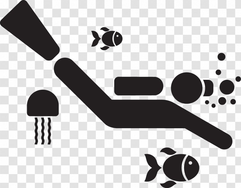 Underwater Diving Scuba & Swimming Fins Set Pictogram - Monochrome Transparent PNG