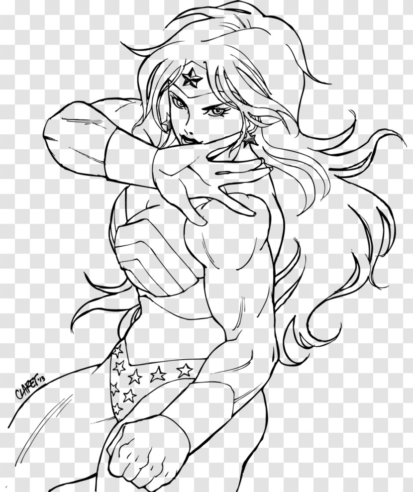 Line Art Wonder Woman Catwoman Drawing Female - Tree Transparent PNG
