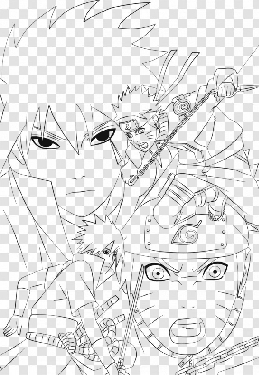 Sasuke Uchiha Line Art Naruto Black And White Gaara - Frame Transparent PNG