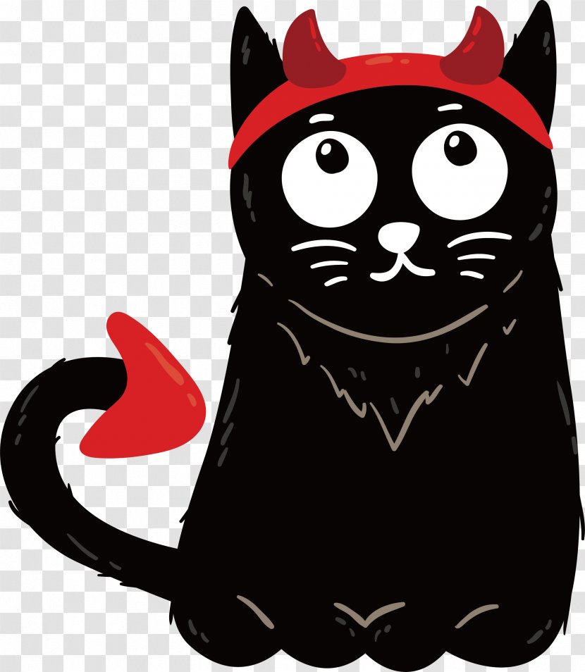 Black Cat Whiskers Devil - Horn Transparent PNG