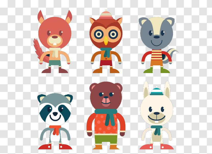 Bear Animal Clip Art - Characters Dressed In Winter Clothes Transparent PNG