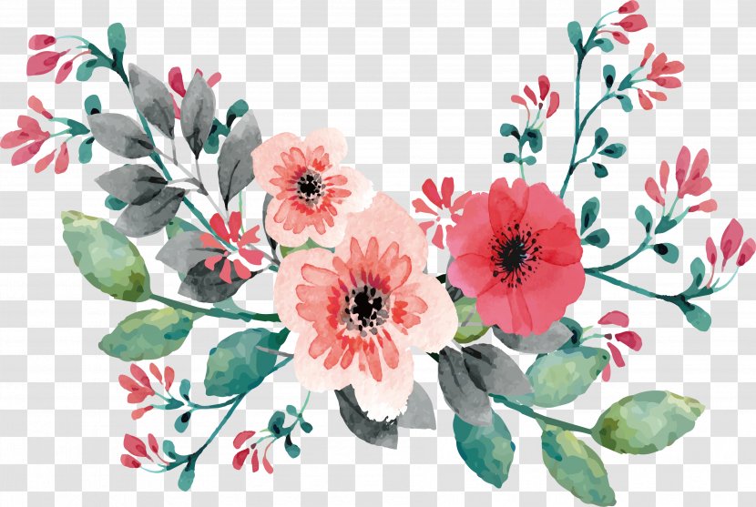Wedding Invitation Flower Watercolor Painting Clip Art - Flora - Pink Bouquet Transparent PNG