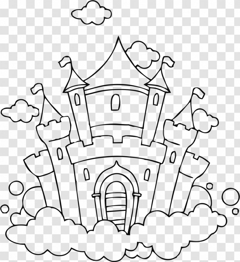 Black And White Drawing Castle Clip Art Transparent PNG