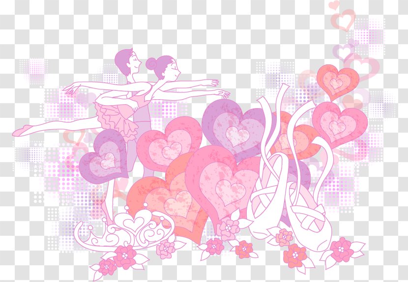 Ballet Shading Illustration - Cartoon - Heart-shaped Pattern Transparent PNG