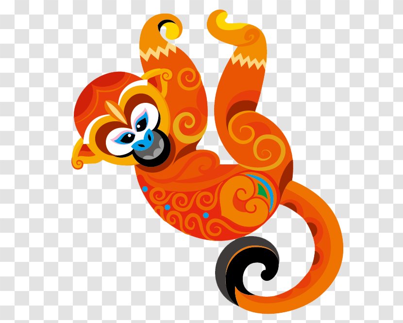 Monkey Cartoon Clip Art - Spiral - Orange Transparent PNG