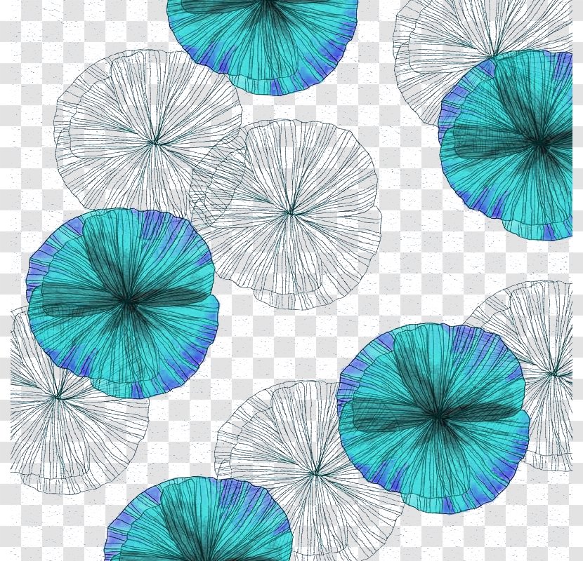 Flower Abstraction Icon - Turquoise - Hand-painted Abstract Buckle Clip Free Transparent PNG