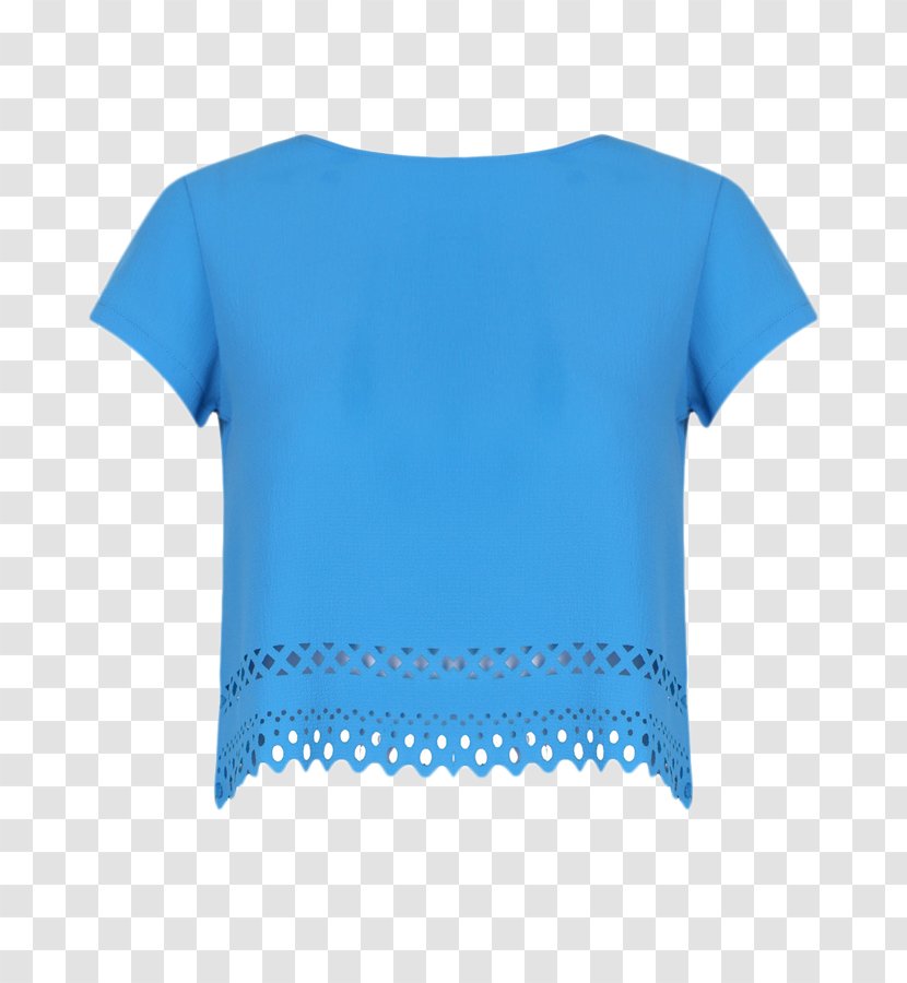 T-shirt Sleeve Crop Top Blue - Cobalt - Laser Cut Transparent PNG