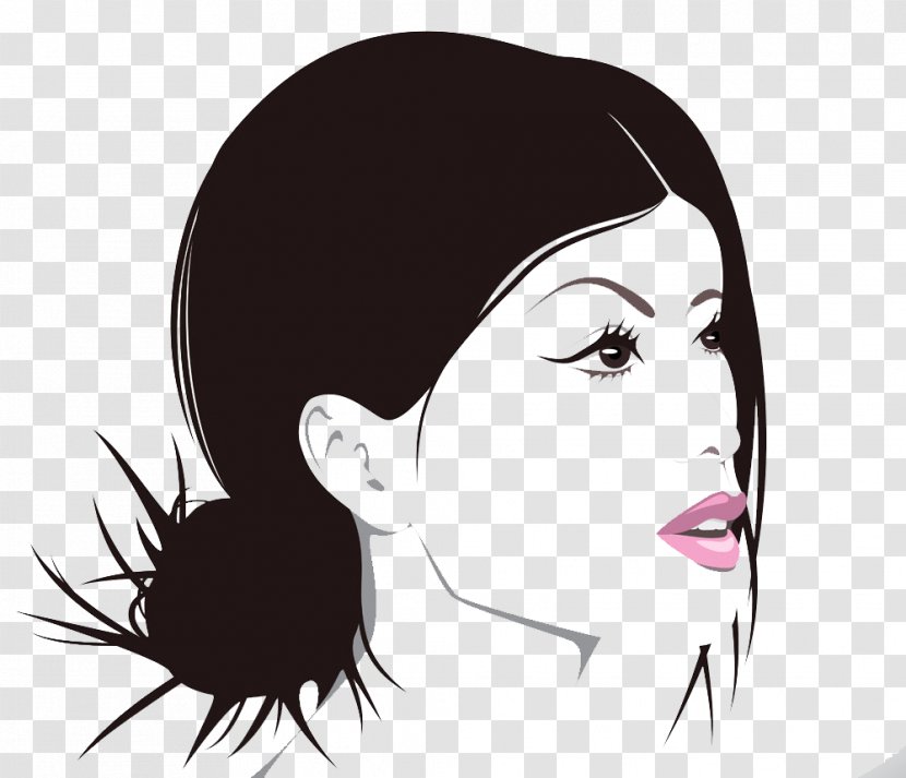 Woman Cartoon Illustration - Tree - Beauty Side Face Transparent PNG