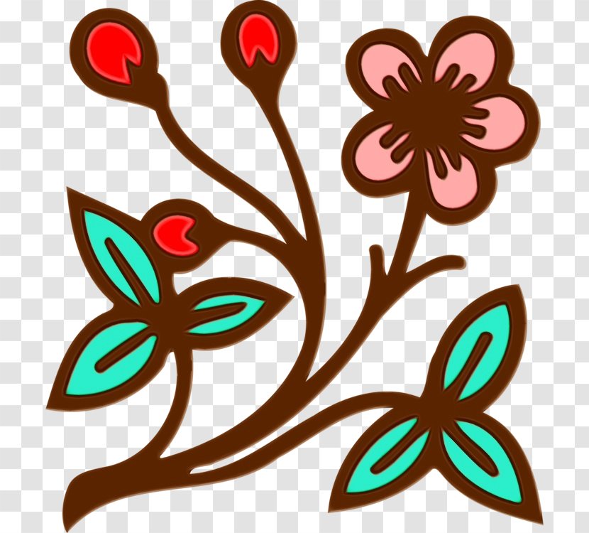 Clip Art Pedicel Plant Flower - Watercolor Transparent PNG