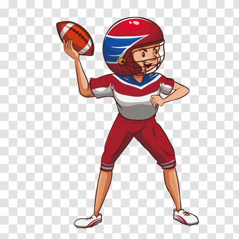 Drawing American Football Player Illustration - Ball Game - Vector Transparent PNG