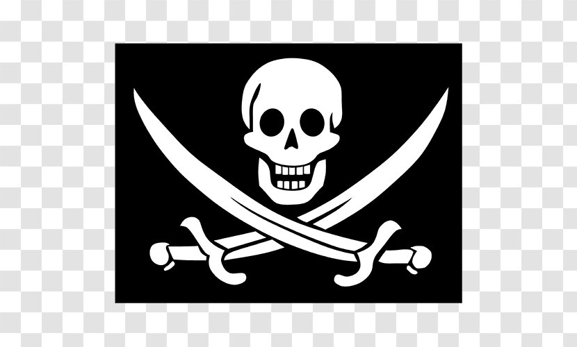Jolly Roger Flag Piracy Decal - Black And White - Pirates Transparent PNG
