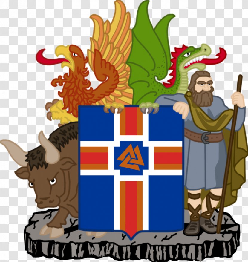 Kingdom Of Iceland Coat Arms Flag - Chad Transparent PNG