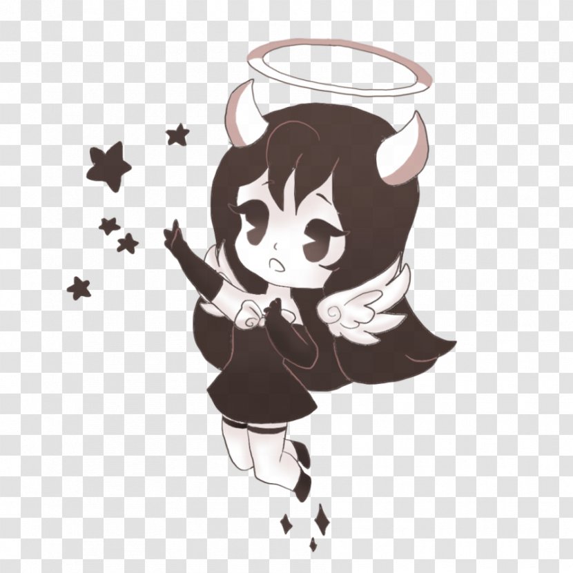 Bendy And The Ink Machine Hashtag TheMeatly Games - Black - Angel Devil Transparent PNG
