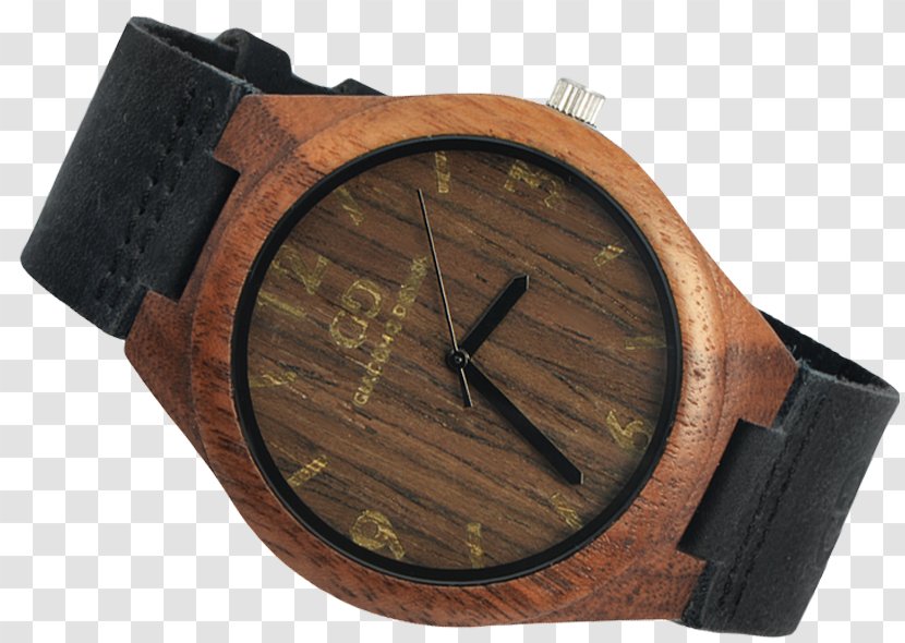 Watch Strap Metal - Leather - Walnut Wood Transparent PNG