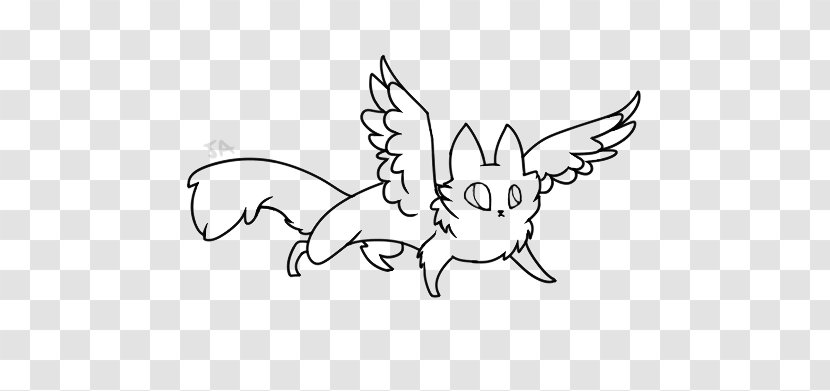 Winged Cat Line Art Bird - Cartoon - Lineart Transparent PNG