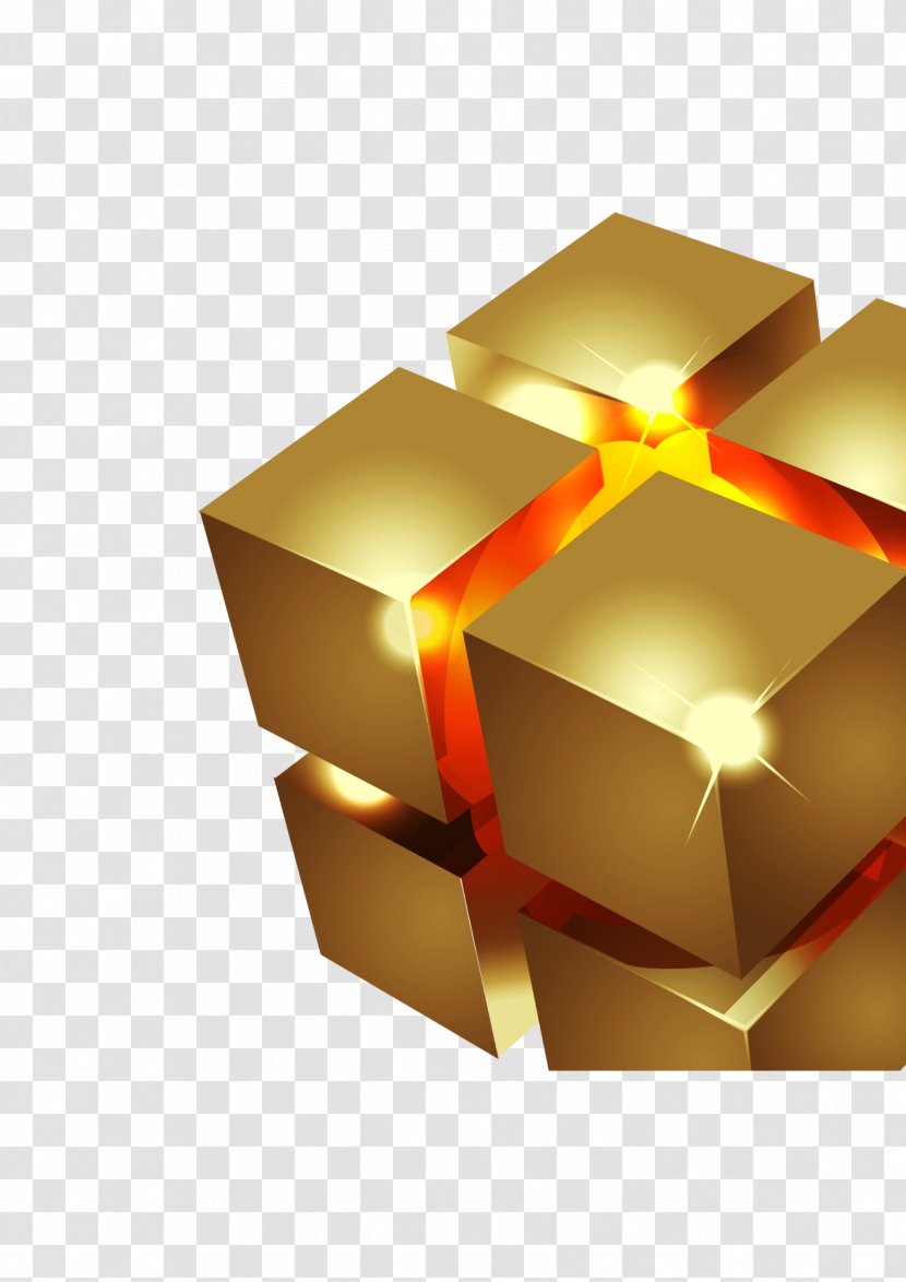 Cube Three-dimensional Space - Yellow - 3D Transparent PNG