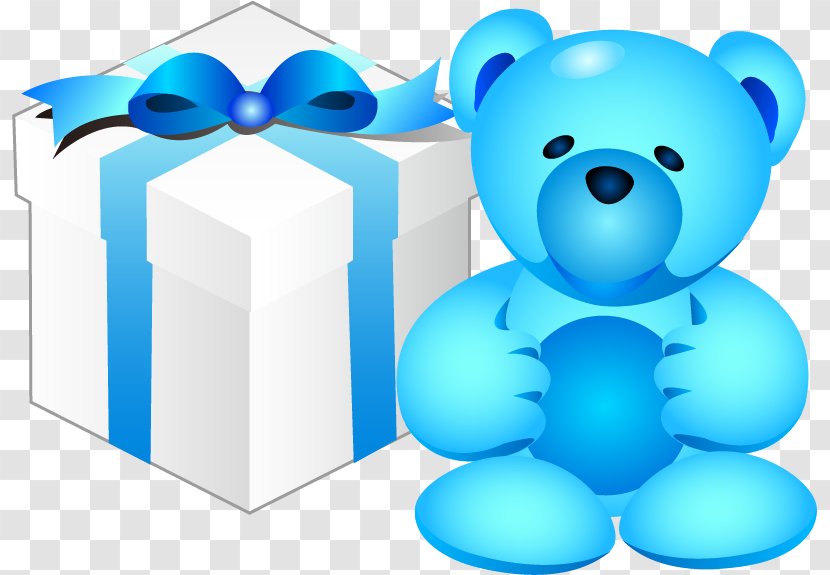 Gift Clip Art - Flower - Bear And Box Transparent PNG