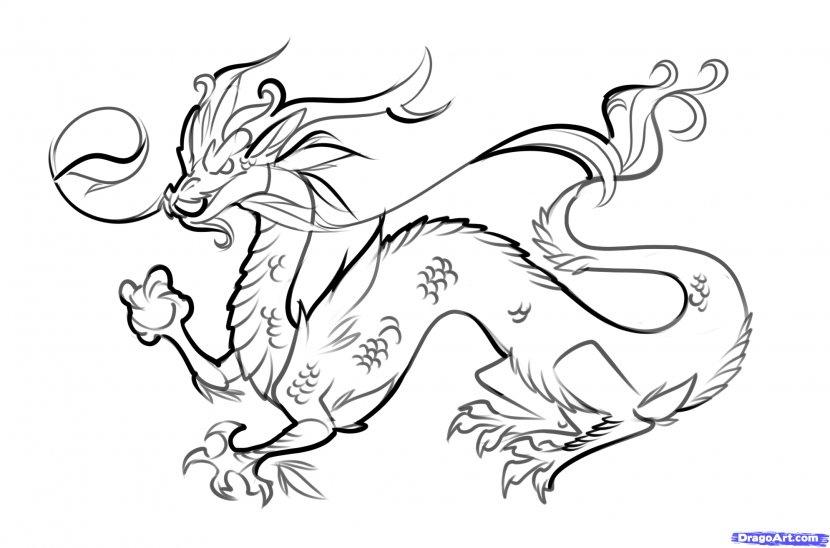 Chinese Dragon Coloring Book Drawing Mythology Transparent PNG