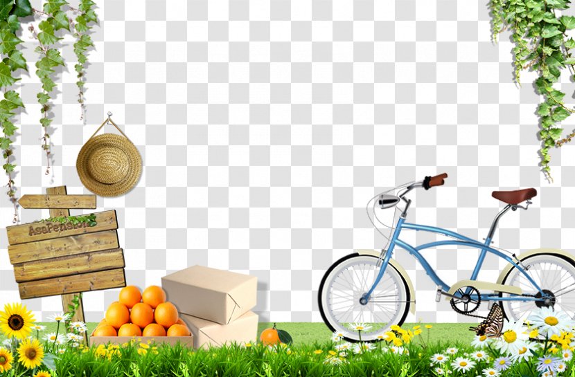 Bike On The Grass - Flat Design Transparent PNG