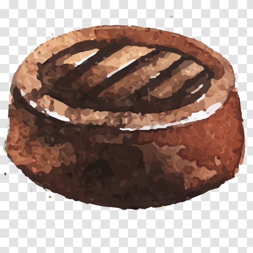 Chocolate Truffle Cake Watercolor Painting - With Round Partition Transparent PNG