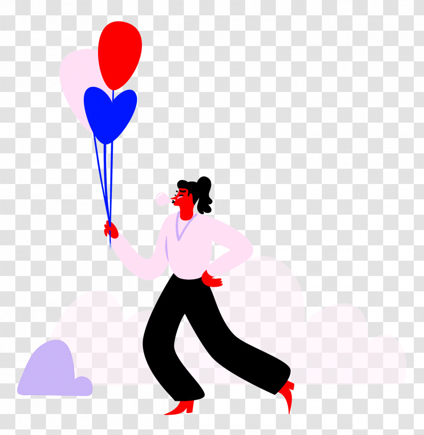 Park Walking Holding Balloons Transparent PNG