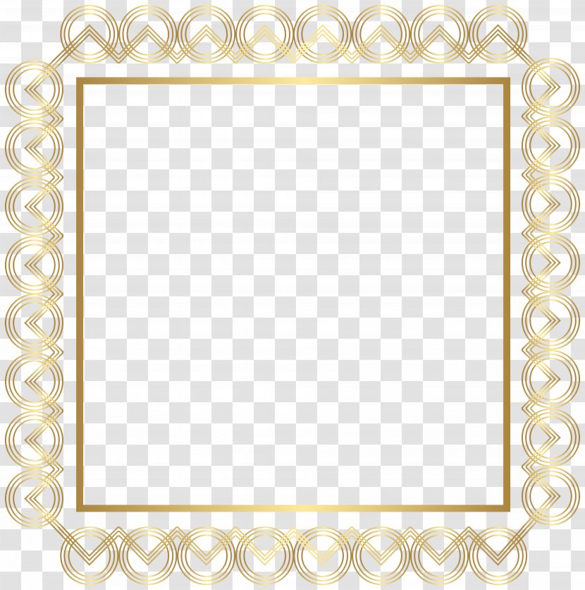 Picture Frame - White - Gold Border Clip Art Image Transparent PNG