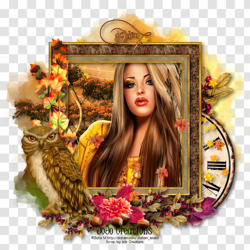 Flower Floral Design Long Hair Coloring Brown - Golden Fall Transparent PNG