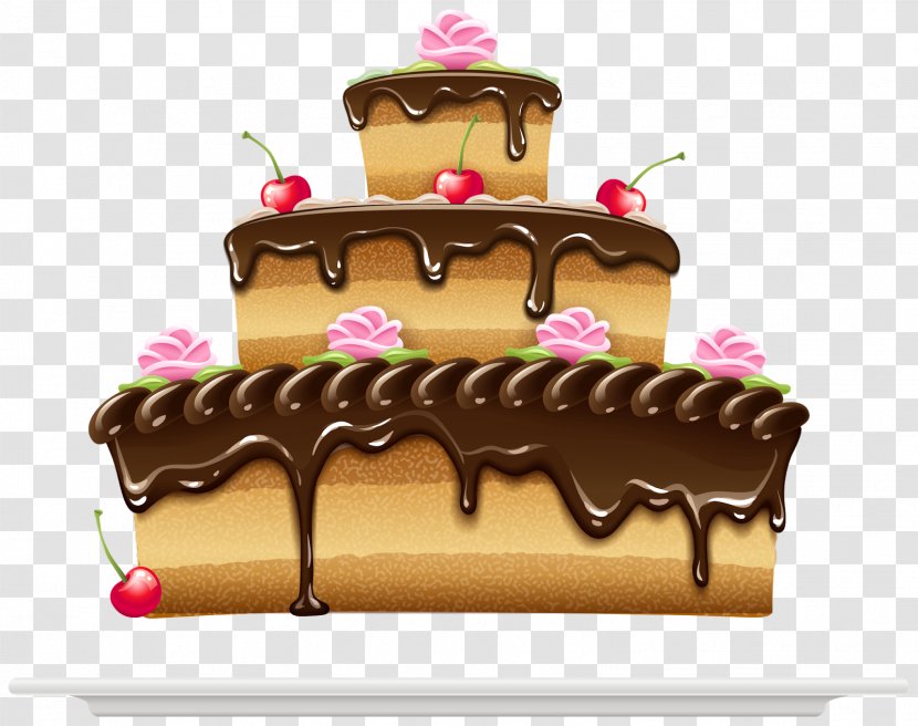 Birthday Cake Cupcake Wedding Chocolate - Ganache Transparent PNG