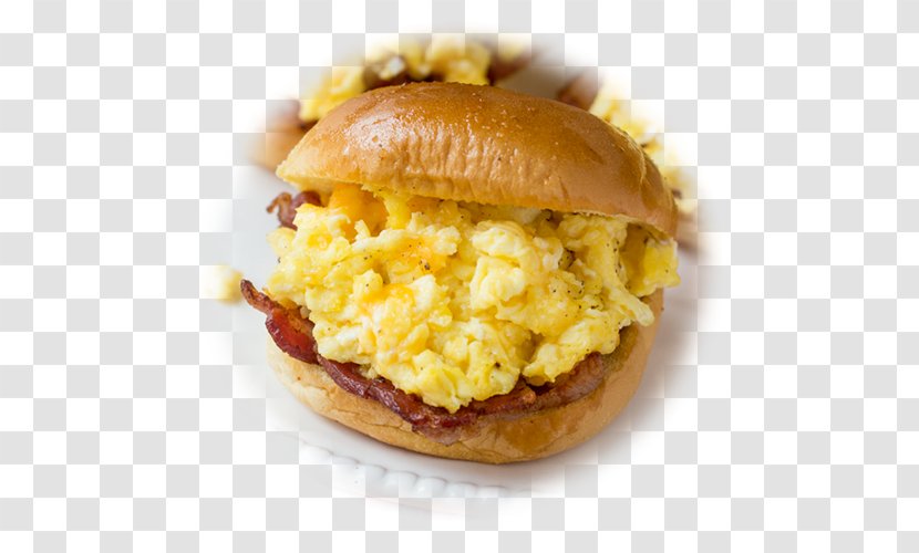 Breakfast Sandwich Hamburger Slider Scrambled Eggs - Bacon Egg And Cheese Transparent PNG