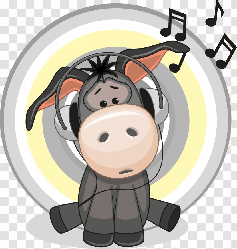 Headphones Donkey Illustration - Tree - Wearing Vector Transparent PNG