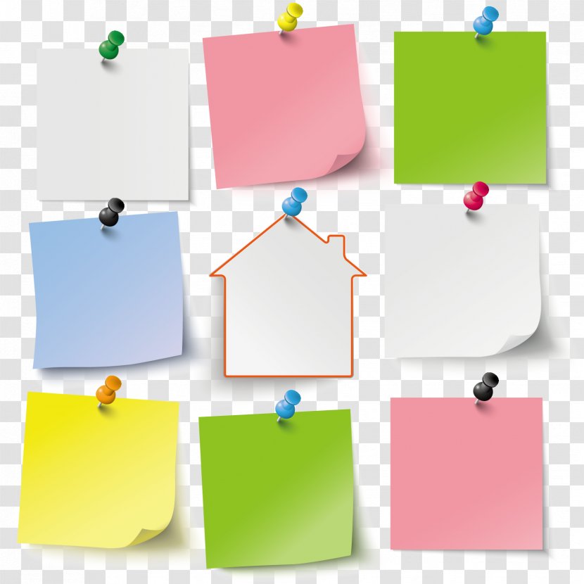 Paper Clip Post-it Note Notebook - Heart - Vector Color Notes Material Transparent PNG