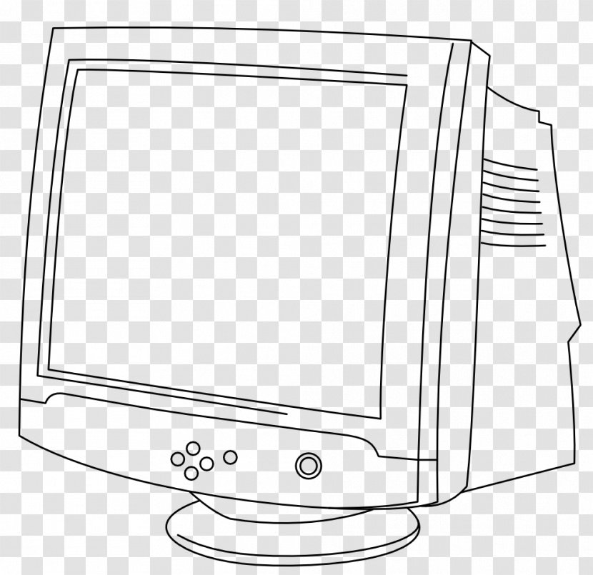 Computer Monitors Cathode Ray Tube Line Art Clip - Black And White - Clipart Transparent PNG