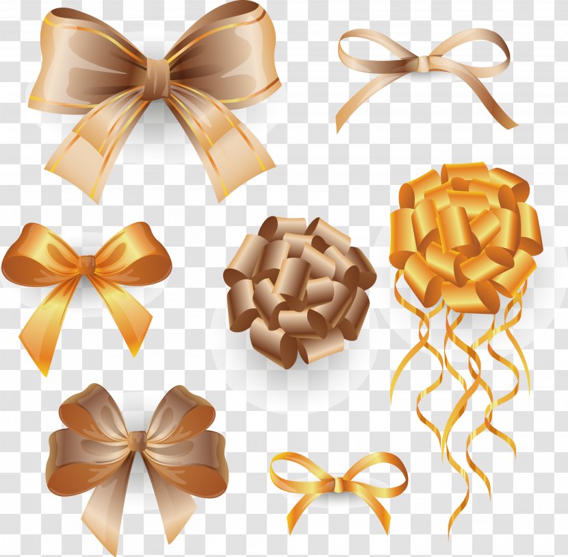 Shoelace Knot Gold Ribbon - Beautifully Decorated Bow Transparent PNG