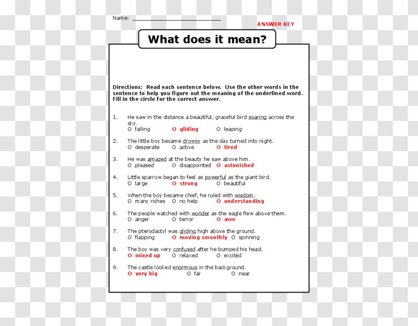 Third Grade Second First Context Meaning - Reading Comprehension - Word Transparent PNG
