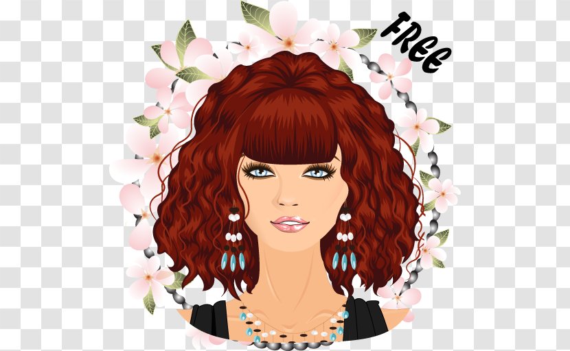 Red Hair Coloring Black Brown Illustration - Heart - Korean Dress Up Games Transparent PNG