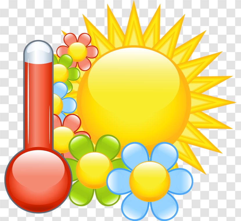 Thermometer And Sun Flowers - Clip Art - Flower Transparent PNG