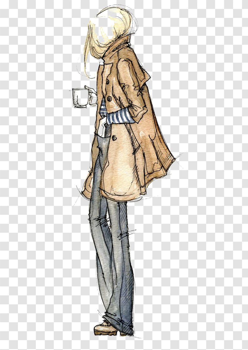 Fashion Sketchbook Drawing Illustration Sketch - Outerwear - Autumn Street Beat Transparent PNG