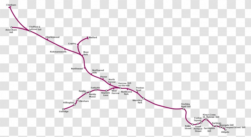 Metropolitan Line London Underground Watford Tube Station Jubilee Rapid Transit - Map - Chalk Transparent PNG
