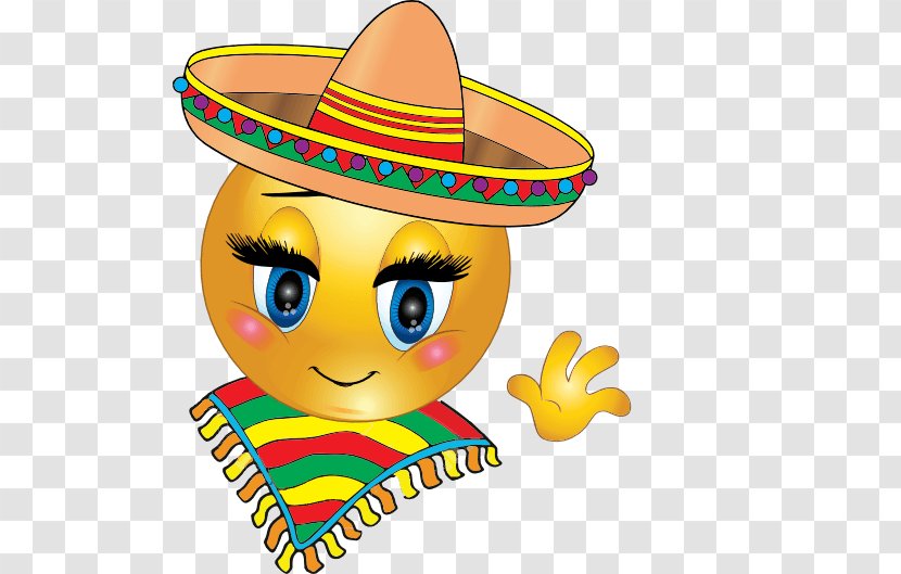 Smiley Emoticon Clip Art Emoji Mexican Cuisine - Hat - Sombrero Girl Transparent PNG
