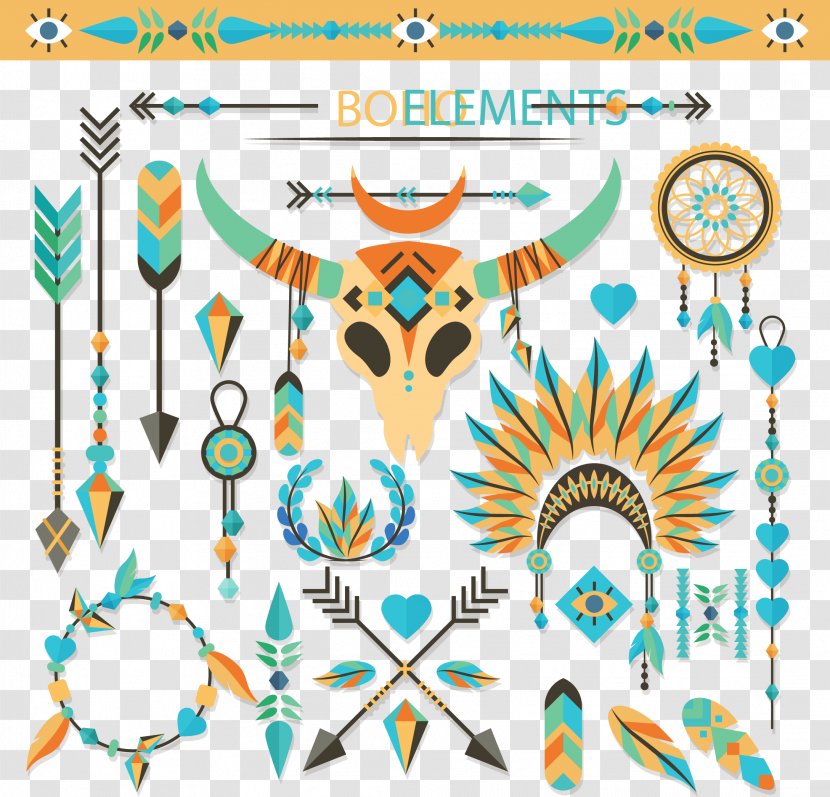 India Clip Art - Religion - Vector Hand Painted Bohemian Wind Pattern Transparent PNG