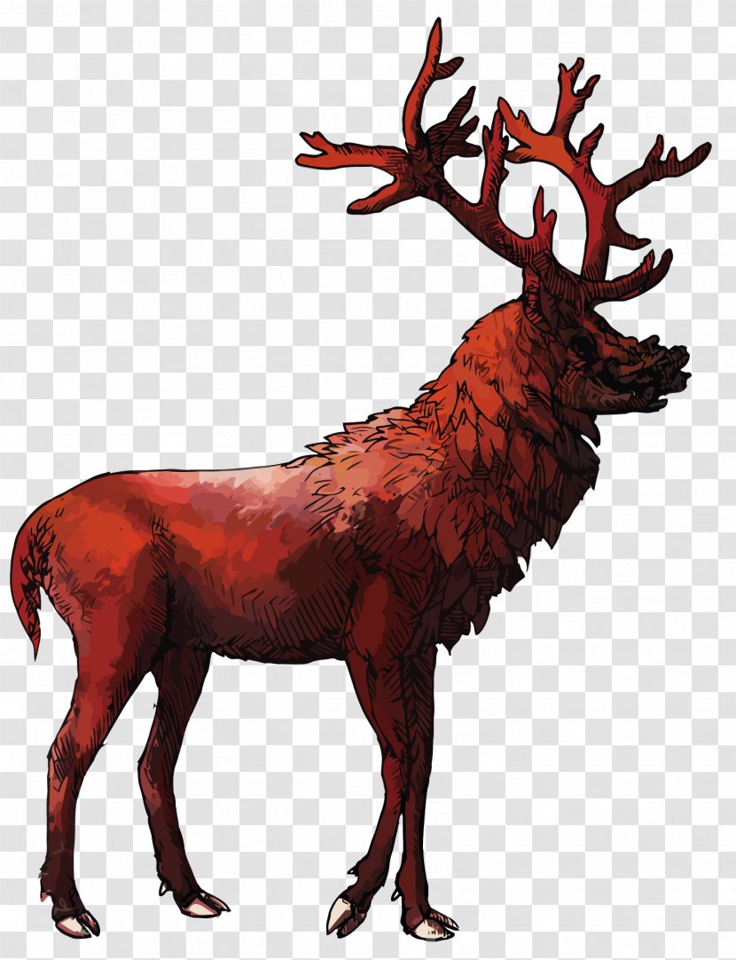 Reindeer Red Deer Elk Antler - Vector Transparent PNG