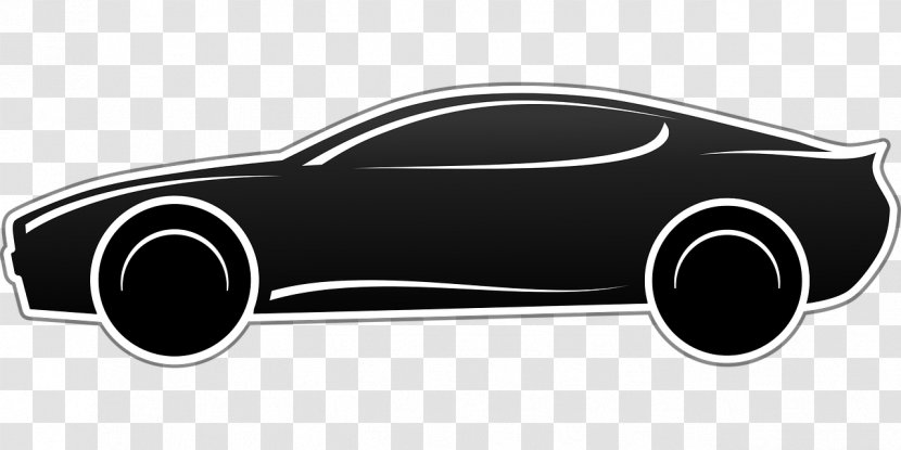 Sports Car Black And White Clip Art - Free Content Transparent PNG