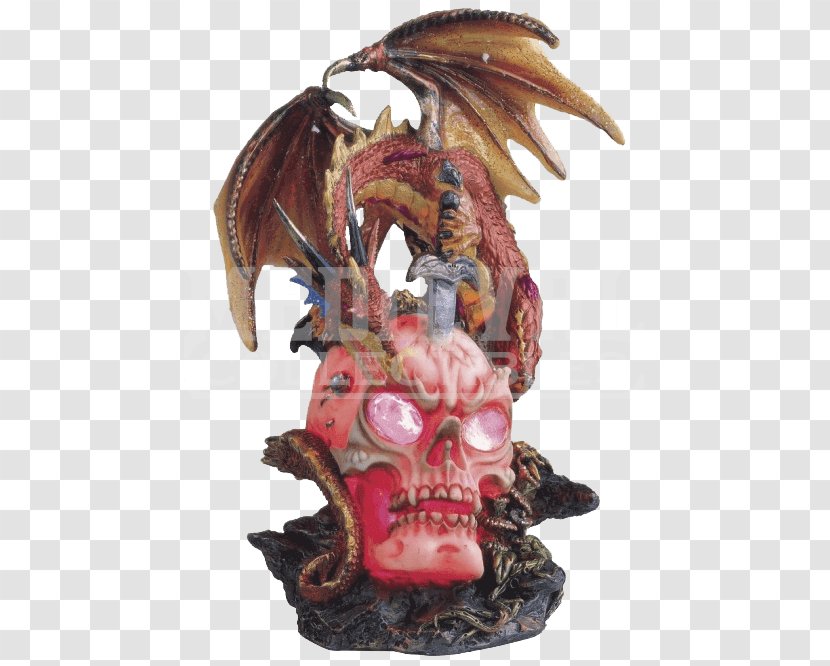 Red Dragon Five The Skulls Statue Fantasy - Skull Transparent PNG