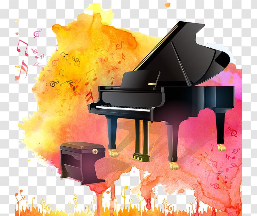 T-shirt Grand Piano Musical Instrument - Cartoon - Competition Transparent PNG
